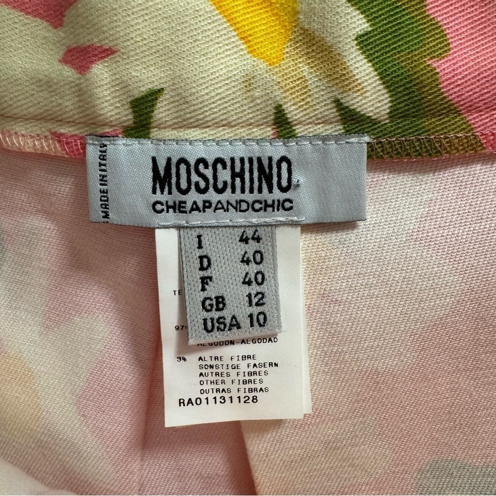 Moschino 1990s Y2K Cheap & Chic Pink Pleated Daisy Print Skirt Size 10 - Picture 10 of 14